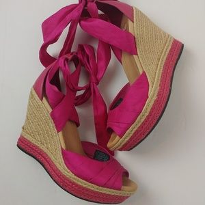 UGG LUCIANNA SILK ESPADRILLE WEDGE SIZE 8